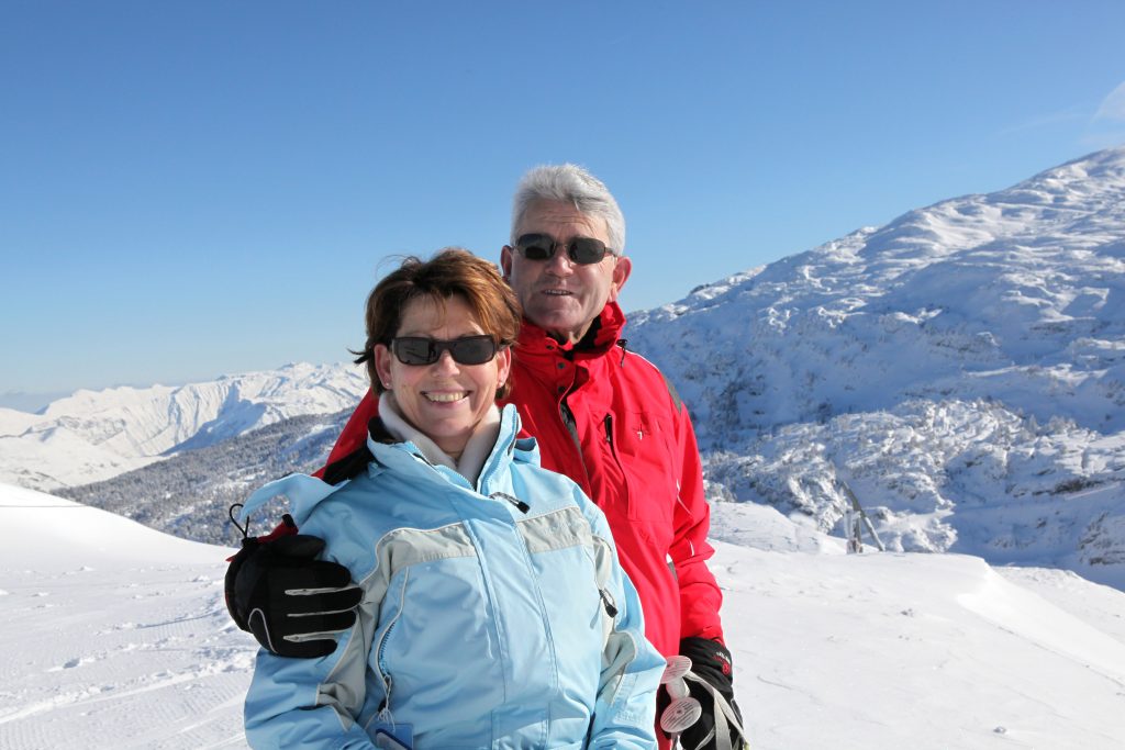 Portrait of senior couple in winter holidays